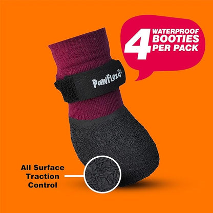 Double Dipped Thick Textured Waterproof Cotton Dog Socks | PawFlex Comfy Pawz Soft Indoor/Outdoor Pet Booties | Non-Slip Silicone Grip at Inner Wrist for No Twisting or Sliding Off| Adjustable Strap
