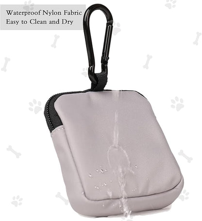 Dog Treat Pouch 2 PCS, Waterproof Small Dog Treat Bag for Leash, Hands Free Dog Walking Bag with Carabiner, Dog Poop Bag Holder for Pet Puppy Travel or Outdoor Use, Zipper Closure to Avoid Spilling