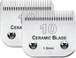 2PC 10 Blade Dog Grooming Clipper Replacement Blades Compatible with Andis Dog Clippers,Detachable Ceramic Blade & Stainless Steel Blade,Size-10, 1/16-Inch Cut Length (64315)