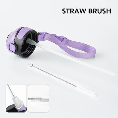 Enerbone 24 oz Insulated Water Bottle, Stainless Steel Bottle with Carrying Strap, Double-Wall Vacuum Insulation Design, Leakproof Sports Bottle with Straw, Keep Drinks Cold or Hot for Hours