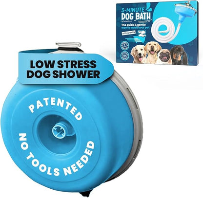 5-MinutePetBath Dog Bath Hose Attachment - Shower Head Accessory for Dog Washing - Low Stress Pet Shower - Portable Wash Station for Grooming, Rinse & Cleaning - Attachable Bathing Essential - Blue