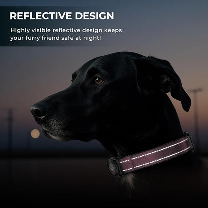 2025 Upgrade Airtag Dog Collar, Reflective Dog Collar with Airtag Holder, IP68 Waterproof| Metal Buckle| Ultra-Durable| Comfortable Padded, GPS Dog Collars for Medium Large Dogs (Pink,M)