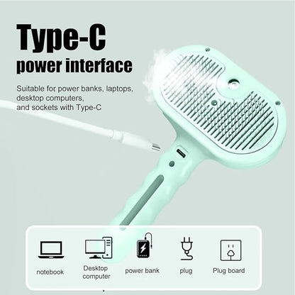 3-in-1 Pet Steam Brush, Grooming Comb with Water Tank for Cats and Dogs, Long and Short Hair (Green)