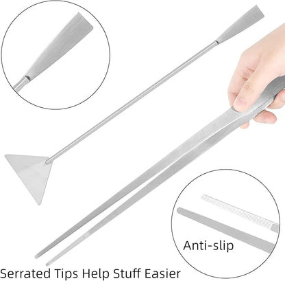 15Inch Extra Long Design Aquarium Aquascaping Tool Stainless Steel Aquascape Tools Kit 4 in 1 Anti-Rust Fish Tank Starter Kit with Long Tweezers Scissors Spatula for Aquarium Plants (Silver)