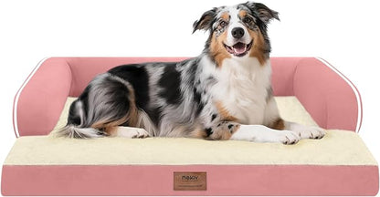 Extra Large Dog Bed-Orthopedic Waterproof XL Dog Bed for XLarge Extra Big Dogs - Foam Couch Sofa Washable with Removable Cover-Pink