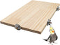 15.7×10.4 Inches Large Bird Perch Stand Platform, Natural Wooden Small Animals Cage Accessories, Rectangle Stand Perch Shelf for Parrot Parakeet Cockatiel Rat Hamster Guinea Pig Conure Chinchillas