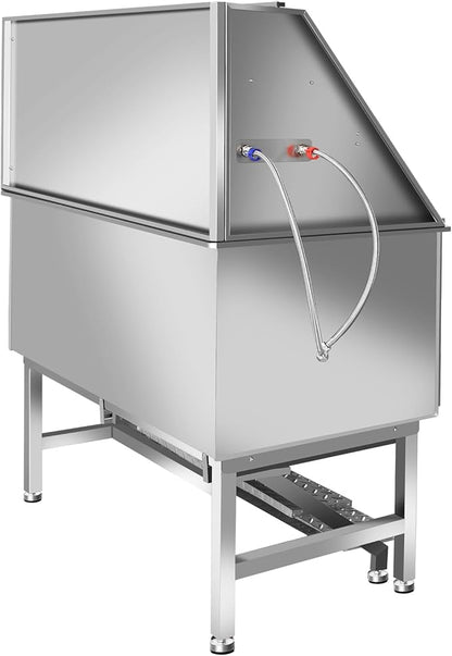 50" Dog Bathing Station for Large Dogs, Stainless Steel Dog Pet Washing Station, Professional Dog Grooming Tub, Pet Wash Bath Station (50" Left Door)