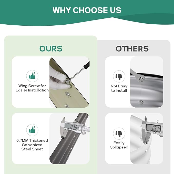 Galvanized Raised Garden Bed Outdoor - 4×2×1ft Planter Raised Beds for Gardening | Oval Metal Garden Planter Box with Safety Edging and Gloves for Vegetables Fruits and Flowers - Grey