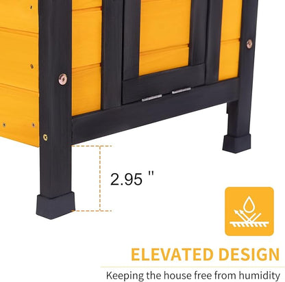 GEGURI Outdoor Cat House Weatherproof, Rabbit Hutch & Indoor Bunny Cage, Wooden Shelter for Feral Cats, Rabbits, Chickens & Small Animals