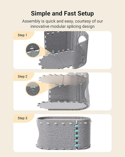 DownyPaws Cat House for Indoor Cats, Cat Bed Cave for Multiple & Large Cats Up to 22 Lbs, Scratch Resistant, Foldable Peekaboo Kitten Caves Tunnel Enclosed Bed, PeekaPurr, Light Gray