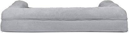 Furhaven Cooling Gel Dog Bed for Large Dogs w/ Removable Bolsters & Washable Cover, For Dogs Up to 95 lbs - Plush & Suede Sofa - Gray, Jumbo/XL