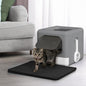 Foldable Cat Litter Box w/Lid, Scoop & Mat, Drawer Design Cat Toilet for Kitten, Two-Way Entry Kitty Litter Box, Odor Control & Easy to Clean, Dark Grey