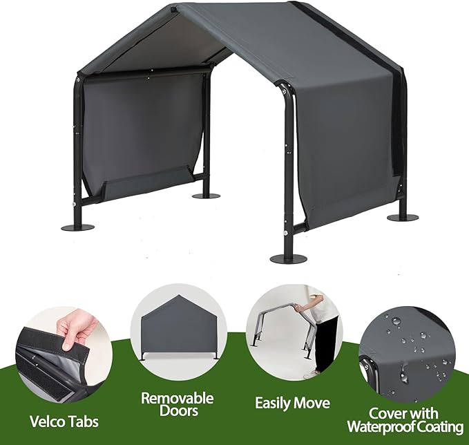 Dog Shades for Outside - Outdoor Dog Kennel for Small Dogs, 29.53”x25.59”x25.59” Outdoor Sun Rain Canopy Pet House, Waterproof Pet Canopy Shelter for Small Animals with Ground Nails