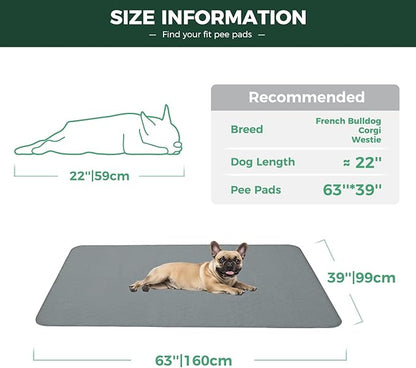 FXW Washable Pee Pads for Dogs, Puppy Pads with Super Absorbent, Specifically Designed for FXW Rollick/Homeplus 24inch 6 Panels Dog Playpen, 63" × 39" Rectangle, Gray, 1 Pack