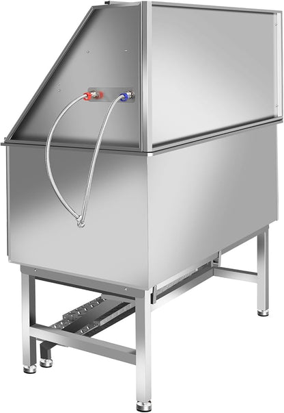 50 Inch Electric Dog Bathing Station For Large Dogs, Height Adjustable Stainless Steel Dog Pet Washing Station, Professional Dog Grooming Tub With Electric Lift, Pet Wash Bath Station (50" Right door)