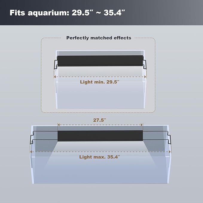 GLOWRIUM Aquarium Light, LED Freshwater Fish Tank Light with Timer, Full Spectrum Planted Aquarium Grow Lights with Daylight/Moonlight Mode, Brightness Adjustable, Auto On/Off (30-35 in)
