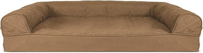 Furhaven Orthopedic Dog Bed for Large/Medium Dogs w/ Removable Bolsters & Washable Cover, For Dogs Up to 55 lbs - Quilted Sofa - Toasted Brown, Large