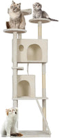 FDW Cat Tree Tower 81in Multi-Level Durable Cat Scratching Post & Cozy Fun Jumping Platform Space Saving Condo Pet Play House for Indoor Cats,Beige