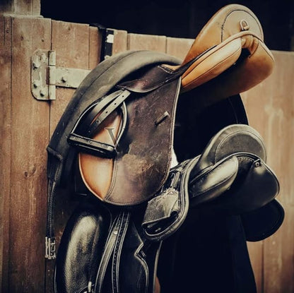 4 Pack Saddle Rack with Pad Bar,Heavy Duty Wall Mounted Saddle Stand Saddle Pad Rack for English Western Saddles Horses Blanket,Black