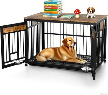 48 Inch Heavy Duty Dog Crate Furniture for Large Dogs, Decorative Pet House End Table, Extra Large Wooden Cage Kennel Furniture Indoor