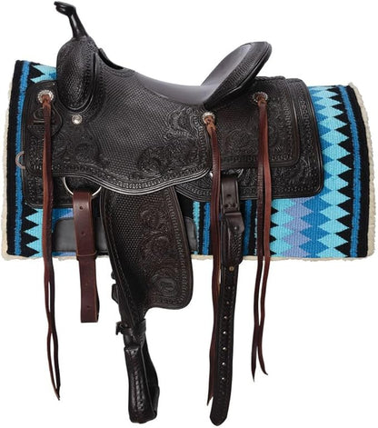 Fleece Bottom Contoured Saddle Pad - 34" x 40" | New Zealand Wool Top | 3/4" Felt Core | Contoured Fit | Hypoallergenic Fleece Lining | Weighs 8 lbs