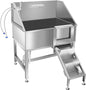 38" Dog Washing Station, Professional Stainless Steel Dog Bathing Station, Equipped with Three Anti-Slip Steps, Removable Door, Upgraded Spray Nozzle&Hose - Ideal for Home, Pet Grooming Salon,R-RAMP