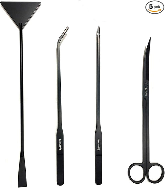 Aquarium Tweezers, Capetsma Stainless Steel Aquarium Plant Tools Long Aquascaping Tools Scissors Spatula Aquatic Plants Tool Set for Freshwater and Saltwater