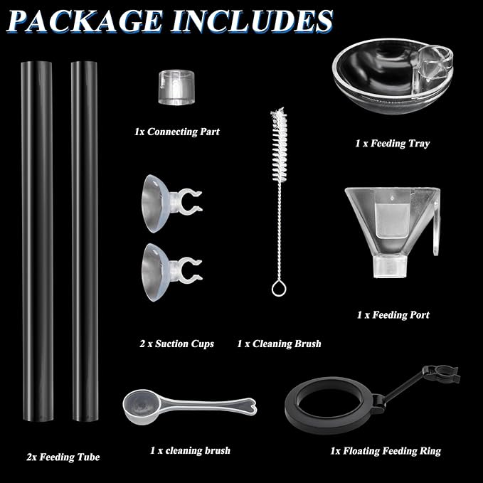 Aquarium Fish Shrimp Feeding Dish Set, Shrimp Feeding Dish Set, Transparent Shrimp Feeding Adjustable Tube with Feeding Ring, Cleaning Brush for Fish Tank and Preventing Food Scattering (Small)