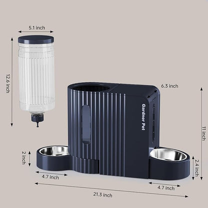Gardner Pet Automatic Gravity Cat Food Feeder and Water Dispenser Stainless Steel Two-in-One Set Large Capacity Dispenser for Pets Dogs, Puppies, Kittens