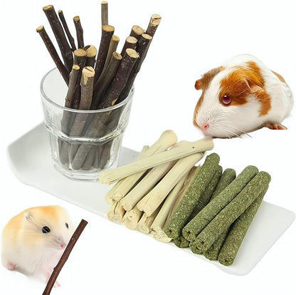 150g 3 Types of Combined Chew Toys Molar Sticks Sweet Bamboo Apple Branch Timothy Grass for Pets Chinchilla Squirrel Gerbil Hamster Squirrel Guinea Pigs