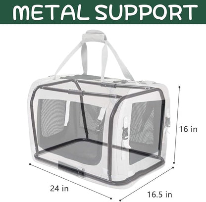 Extra Large Cat Carrier Soft Sided, Portable Small Dog Carrier for 2 Cats, 24"x16.5"x16" Car Travel Folding Comfortable Design, Green