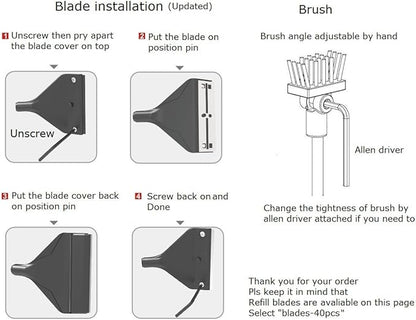 Aquarium Algae Scraper Cleaner Brush with 10 Stainless Steel Blades for Fish Reef Plant Glass Tank 26 Inch