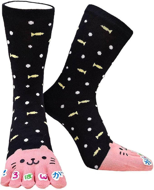 IXITON Women's Toe Socks Five Fingers Socks Cute animal pattern socks Funny cartoon Sports Toe socks