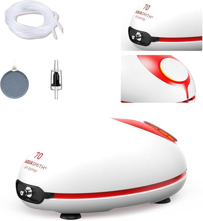 3w Ultra Quiet Aquarium Air Pump, Aquarium Aerator Adjustable Airflow, Single Hole Suitable for 70 to 100 GPH Fish Tank