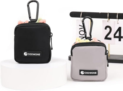 Dog Treat Pouch 2 PCS, Waterproof Small Dog Treat Bag for Leash, Hands Free Dog Walking Bag with Carabiner, Dog Poop Bag Holder for Pet Puppy Travel or Outdoor Use, Zipper Closure to Avoid Spilling