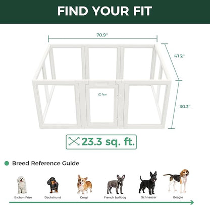FXW AuraSpace Acrylic Indoor Unleashed Dog Playpen for Small and Medium Dogs, 30 Inch, 10 Panels, White