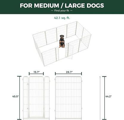 FXW Homeplus Unleashed Indoor Dog Playpen - Stress-Free and Safe Play, Heavy Duty 45 Inch 12 Wire Panels Dog Pen for Large Dogs, White│Patented