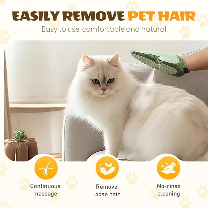 All-in-One Grooming Mist Glove for Pets, Cat Grooming Steam Gloves, Double Sided Pet Hair Remover Gloves for Clothes Furniture, Removal Glove Tool For Long Short Curly Dogs Cats Hair (Pink)