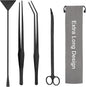 Aquarium Aquascape Tools Kit 15in, 4 in 1 Anti-Rust Aquatic Plant Aquascaping Tool Stainless Steel Tweezer Scissor Spatula for Aquarium Tank Clean Fish Tank Aquascape Accessories Set (black)