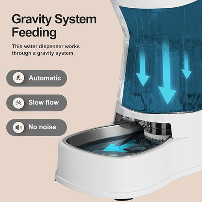 Gardner Pet Automatic Dog Water Dispenser Gravity Stainless Steel Water Waterer Feeder, 100% BPA-Free Large Capacity Water Feeding Bowls for Medium & Large-Sized Dogs Cats Other Pets -(1 Gallon)