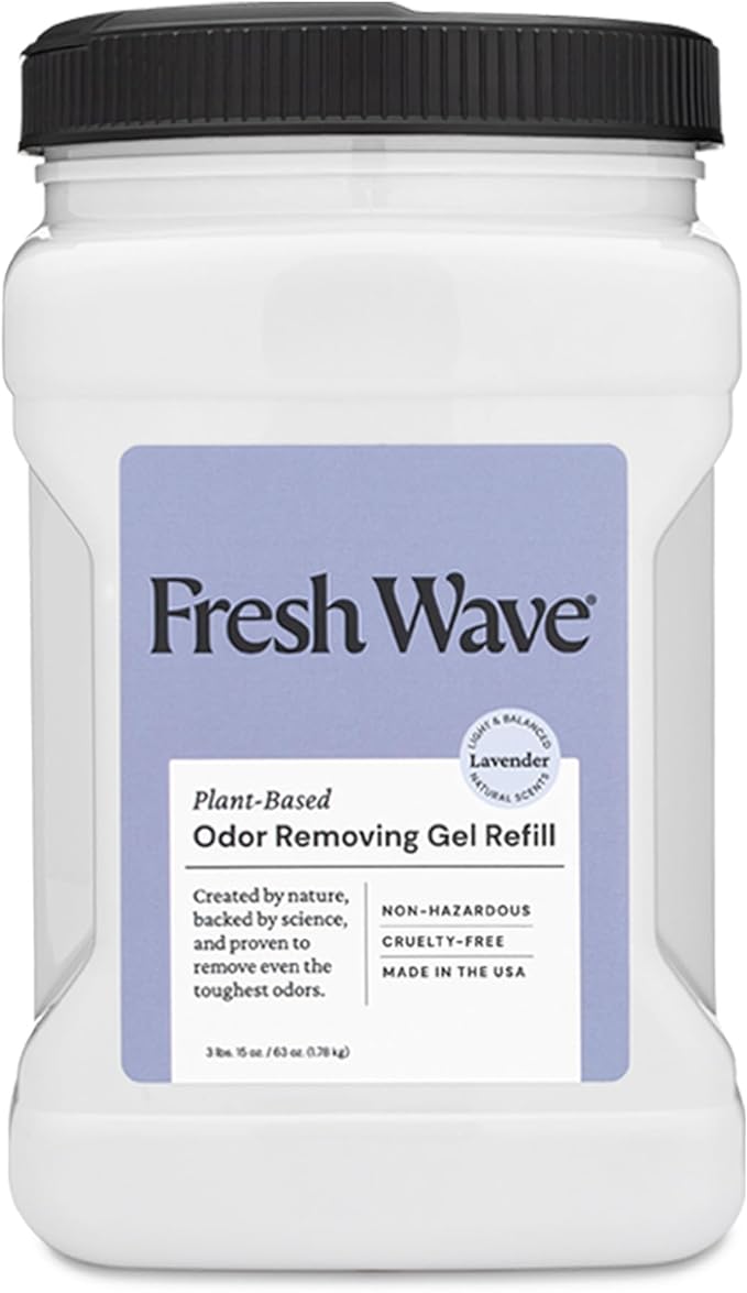 Fresh Wave Lavender Odor Removing Gel Refill, 63 oz. - Safer Odor Absorbers for Home, Natural Plant-Based Odor Eliminator, Every 15 oz. lasts 30-60 Days, For Cooking, Trash & Pets