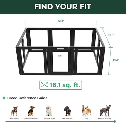 FXW AuraSpace Acrylic Indoor Unleashed Dog Playpen for Puppies and Small Dogs, 24 Inch, 10 Panels, Black
