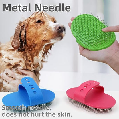 4-Pack Silicone Cat Brush Set, Pet Scratcher and Massager – Adjustable Pet Deshedding Brush, Bath Brush for Cats and Dogs, Suitable for Furniture Legs & Corners (Needle Style - 2PCS (Blue + Green))