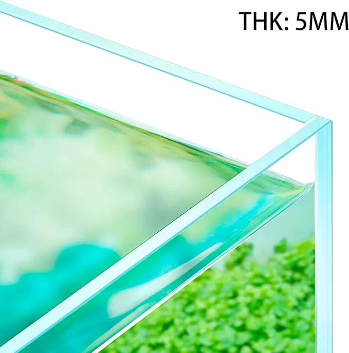 9.5 Gallon Rimless Aquarium, Ultra Clear Glass Low Iron Small Fish Tank for Betta, L15.7×W11.8×H11.8 Inches Thickness 5mm with EVA Foam Mat Included