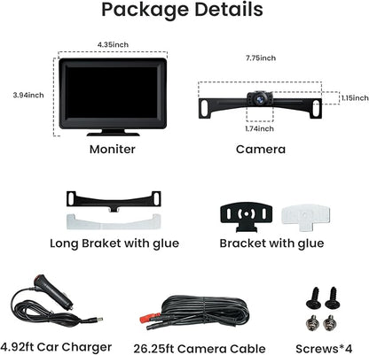 5'' HD 1080P Backup Camera, Backup Camera for Car, Reverse Rear Camera with Night Version 130° Wide Angle, Waterproof, Strong Signal for Car, Van, Truck, Trailer