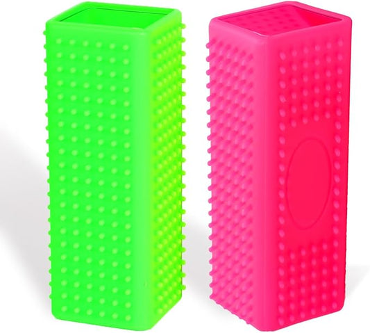 2pcs Pet Dog Cat Hair Remover, Pet Hair Removal Tool, Hollow Cleaner Brush for car，Interior, Furniture, Sofa (green and pink)