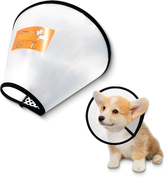 Adjustable Dog Cone Collar After Surgery Soft Cone of Shame Alternatives for Dog Cat Puppy Plastic Elizabethan Collar for Dogs from Licking Biting Scratching Wounds(S,Neck:7.1-8.7in)
