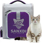 Expandable Pet Backpack, Cat Backpack with Breathable Mesh, Collapsible Soft Cat Travel Bag for Outdoor Hiking, Large Space Dog Backpack(Purple)