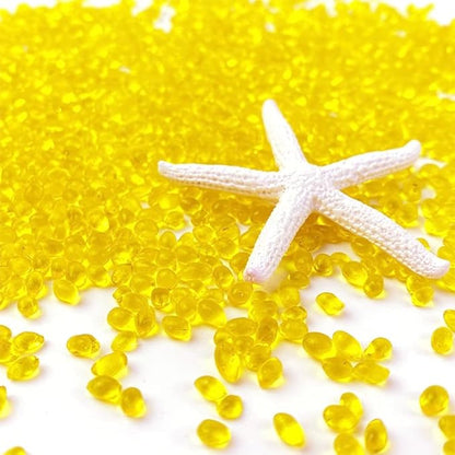 1 Lb (460 g) Yellow Sea Glass Stones Irregular Rainbow Glass Pebble Decorative Rock Quartz Tumbled Gemstone Chips for Aquarium Decoration/Vase Filler/Jewelry Making/Handwork Craft/Gems Display