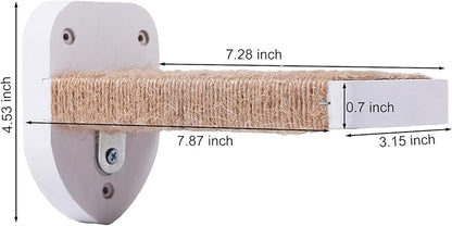 3-in-1 Cat Wall Steps with Hemp Rope, Solid Wood Cat Ladder for Climbing and Playing (Large-White)